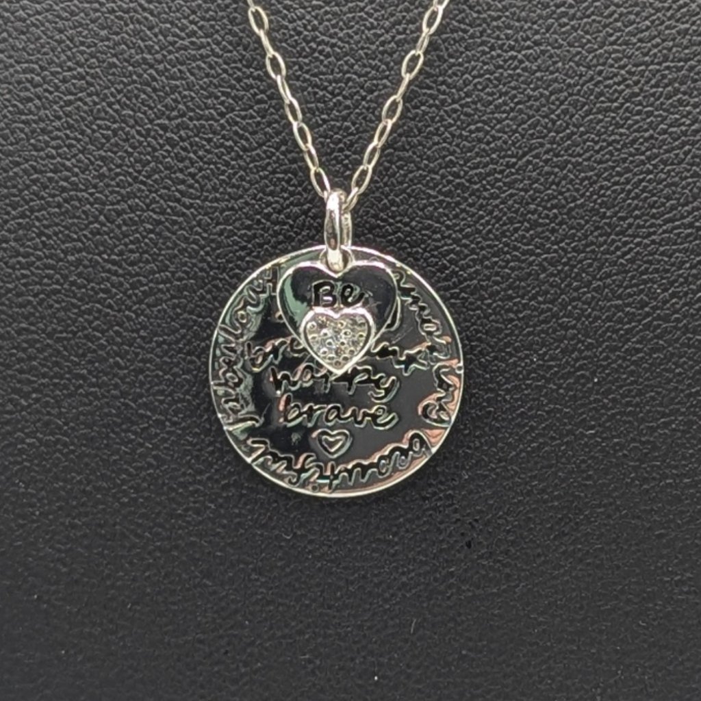 Sterling Heart Round And Heart Pendant 18 Chain
